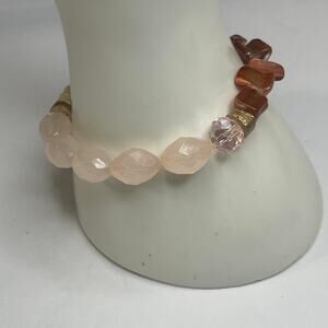 bracelet costume jewelry peach stretch simple versatile natural neutral beeaded